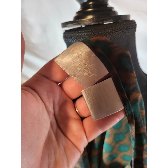 Lilu Size L Silk Leopard Print S/S Blouse - Picture 5 of 5